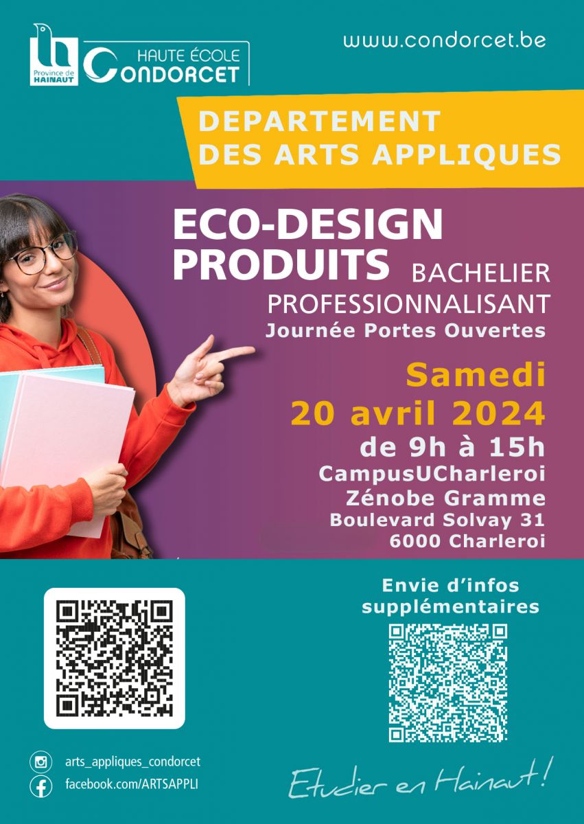 Codiplomation HEH Condorcet Bachelier en eco design produits : JPO 2024
